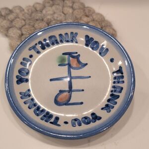 M. A. Hadley Musical Note Thank You Trinket Dish Ceramic Coaster Plate Whimsy
